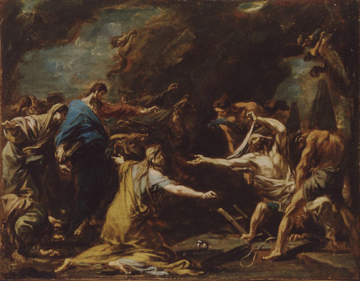 Alessandro Magnasco, La Ressurrezione di Lazzaro, olio su tela, cm. 45x35